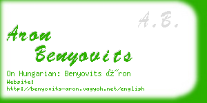 aron benyovits business card